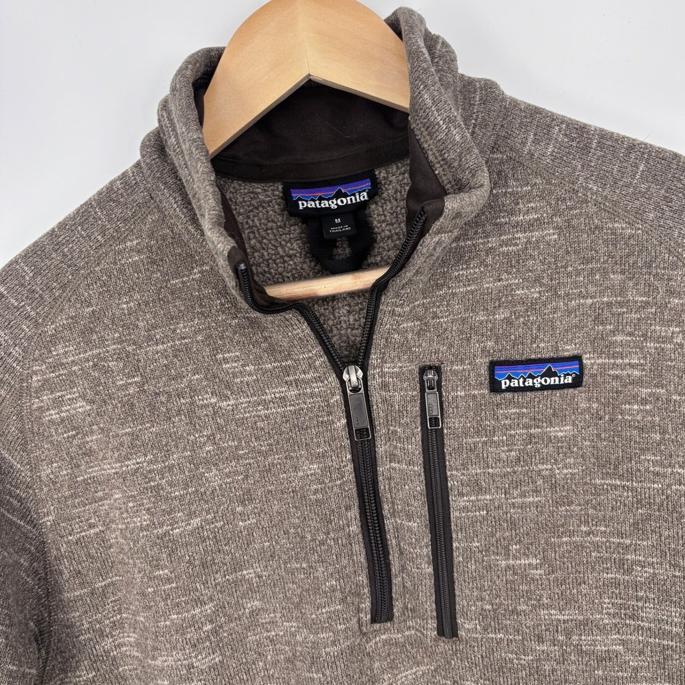 Patagonia Better Sweater 1/4 Zip Mens M Brown Marled Fleece Pullover Hiking FLAW